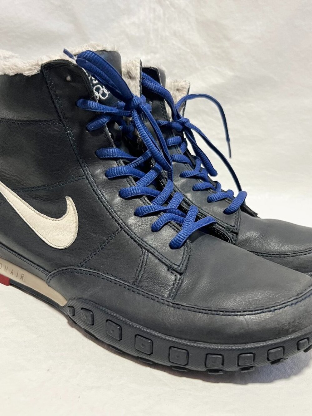 Nike USA Olympics sneaker boots Zoom Air navy blue leather womens 10 lace up